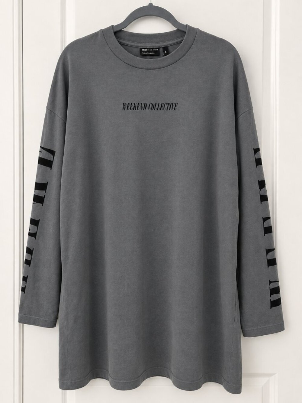 ASOS Weekend Collective Gray Oversized Long Sleeve T-Shirt Dress XS